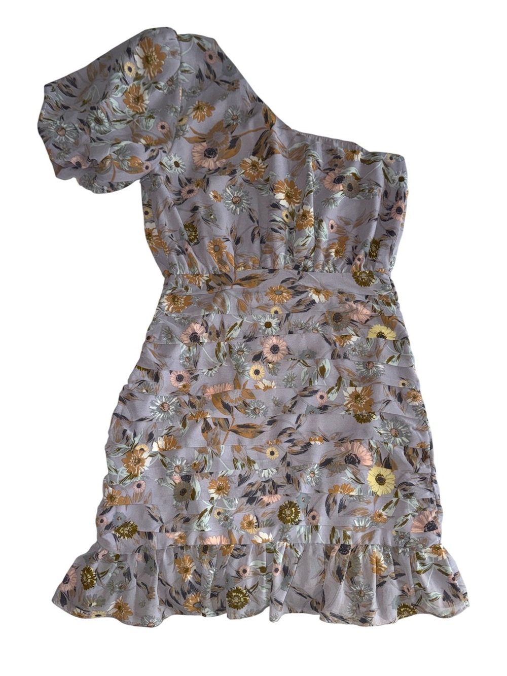 ASTR The Label Floral One-Shoulder Ruffle Mini Dress - Lavender - Picture 2 of 6